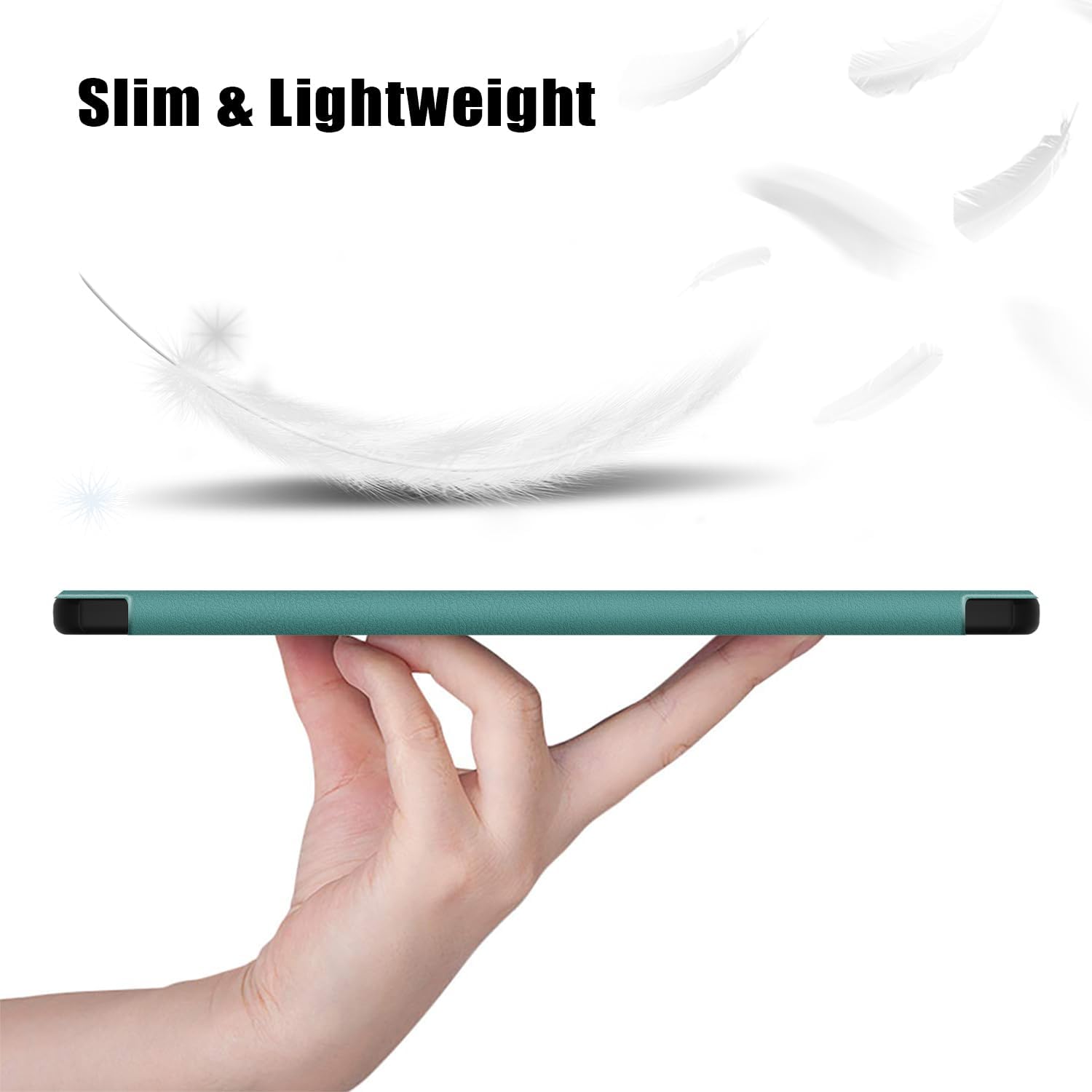 Husa tableta pentru, Lenovo Yoga Tab Plus 12.7" 2025, Omelivon, Auto functie sleep/wake tip stand, Verde inchis