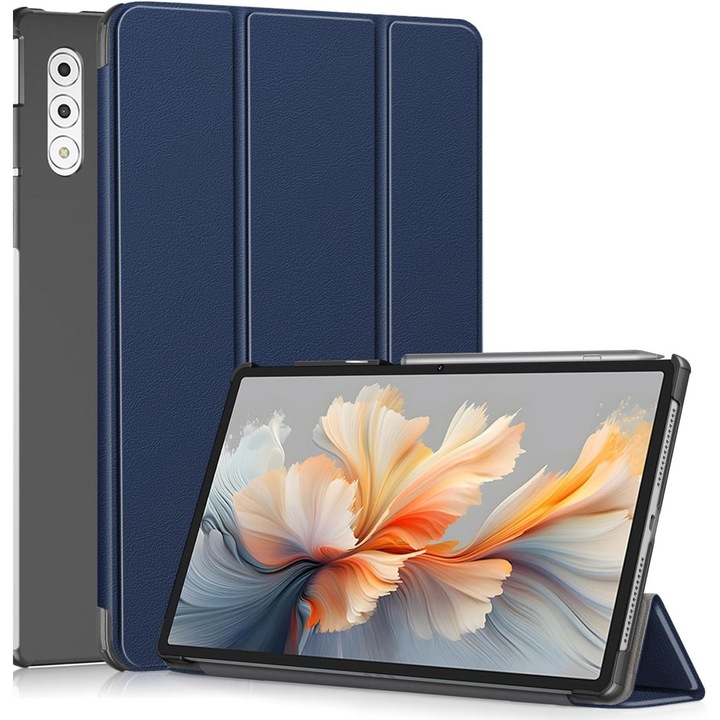 Husa tableta compatibila cu Lenovo Yoga Tab Plus 12.7" 2025, tip stand, Albastru inchis, Omelivon