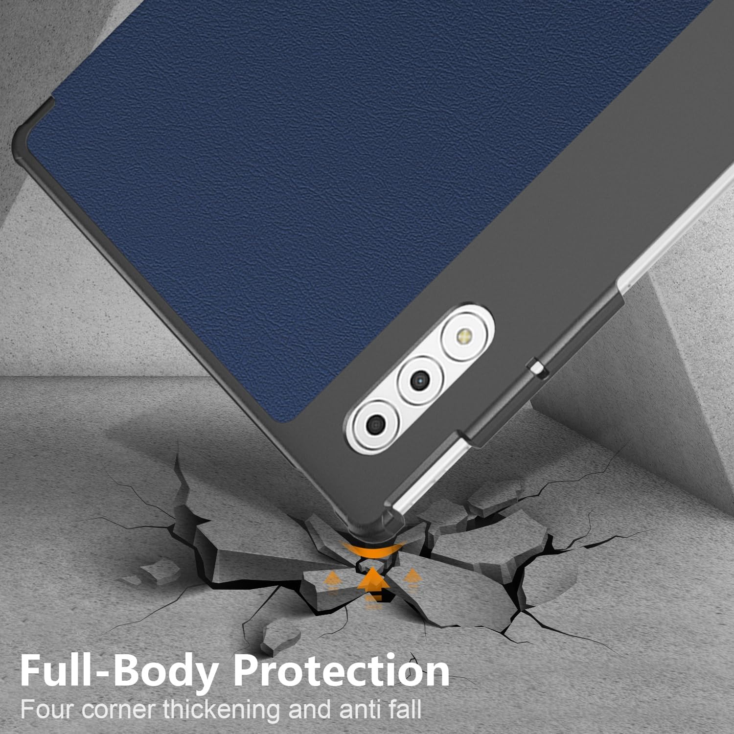 Husa tableta compatibila cu Lenovo Yoga Tab Plus 12.7" 2025, tip stand, Albastru inchis, Omelivon