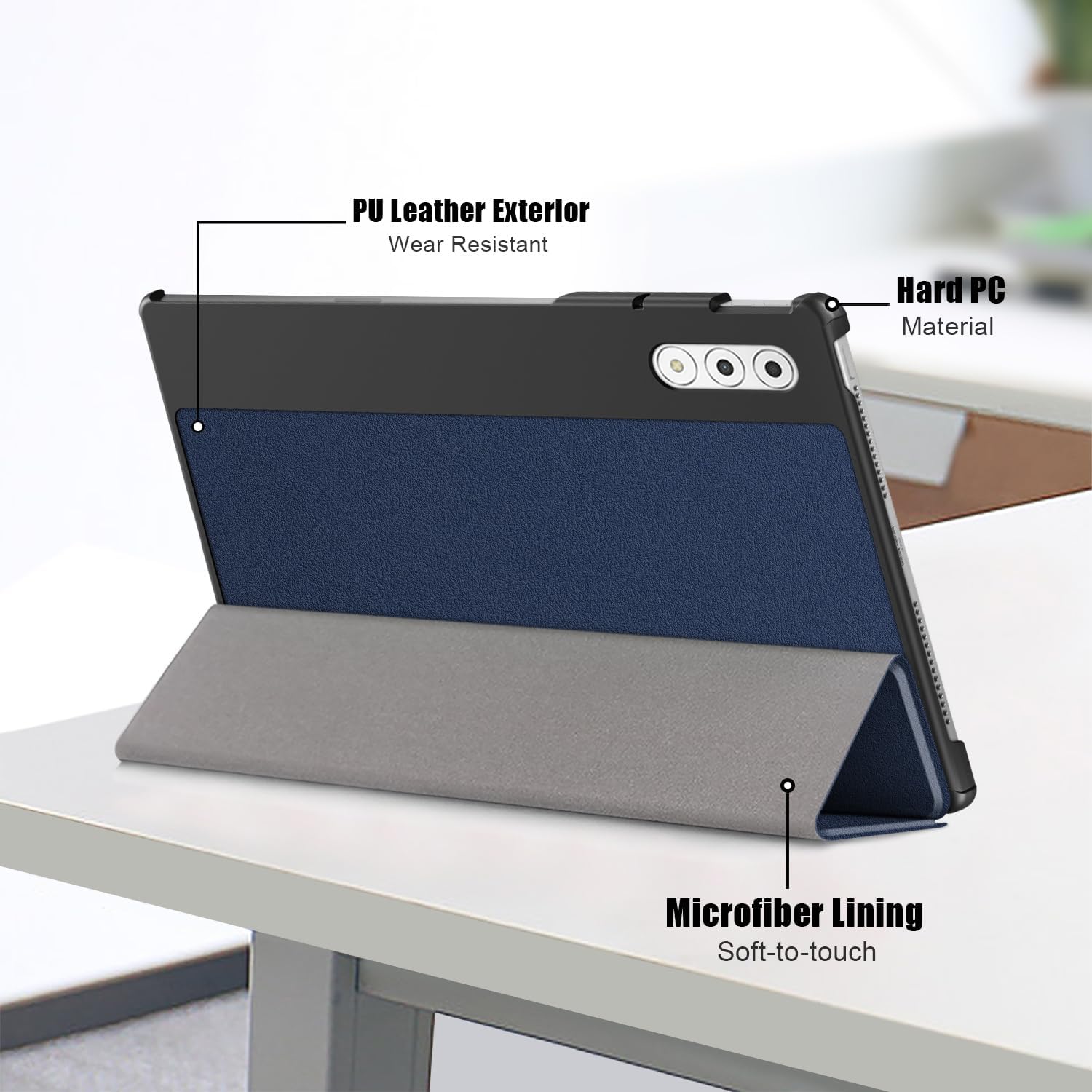 Husa tableta compatibila cu Lenovo Yoga Tab Plus 12.7" 2025, tip stand, Albastru inchis, Omelivon