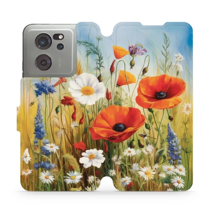 Калъф, Mobiwear - Book - VP43S за Xiaomi 13T Pro, Полски Цветя