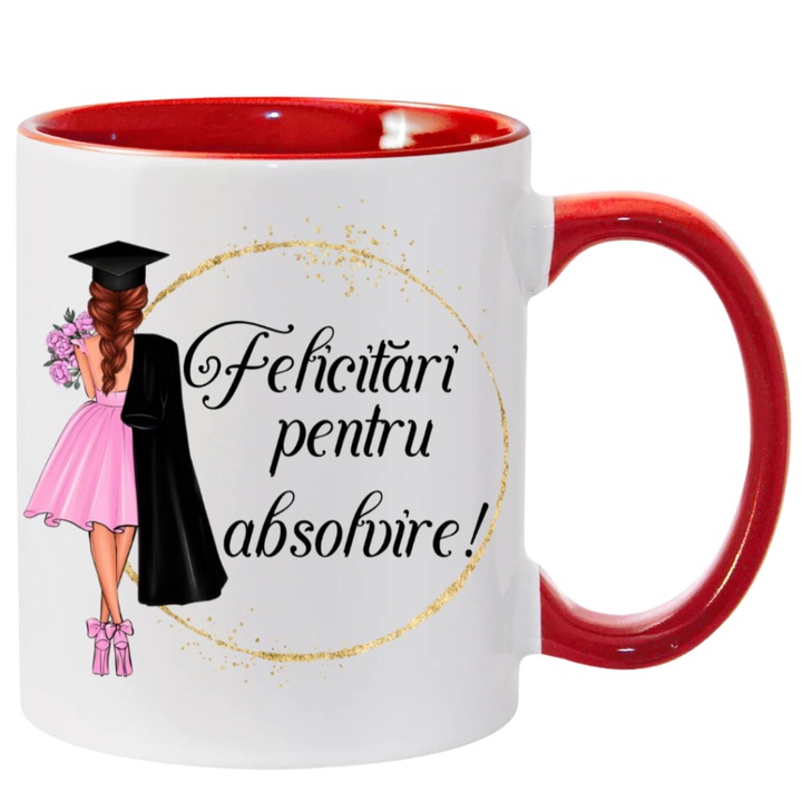 Cana personalizata - Felicitari pentru absolvire, rosie, 330 ml
