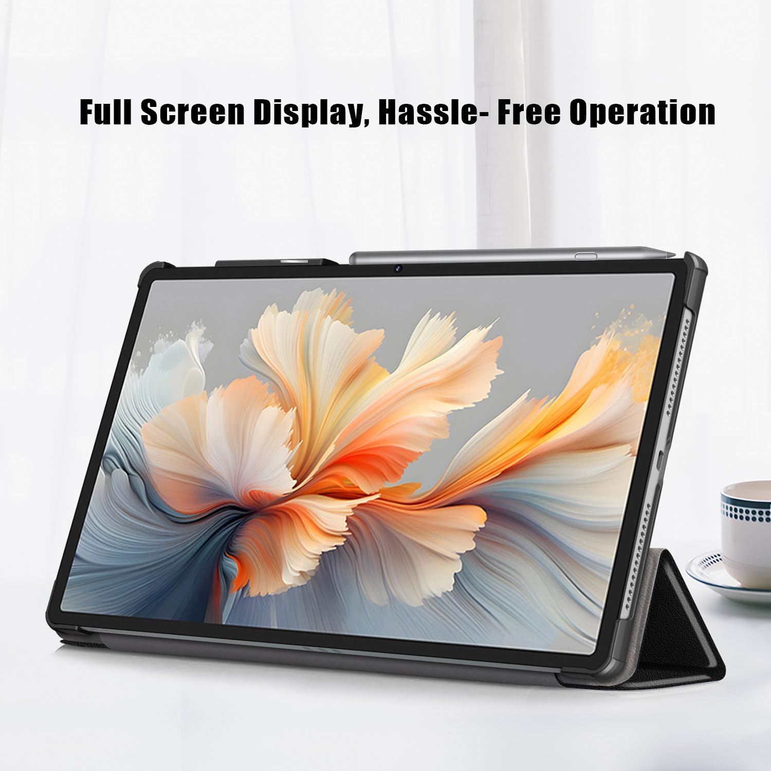 Husa tableta pentru, Lenovo Yoga Tab Plus 12.7" 2025, auto functie sleep/wake tip stand, Negru