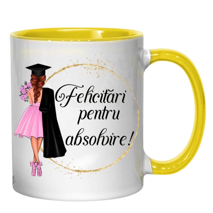 Cana personalizata - Felicitari pentru absolvire, galbena, 330 ml