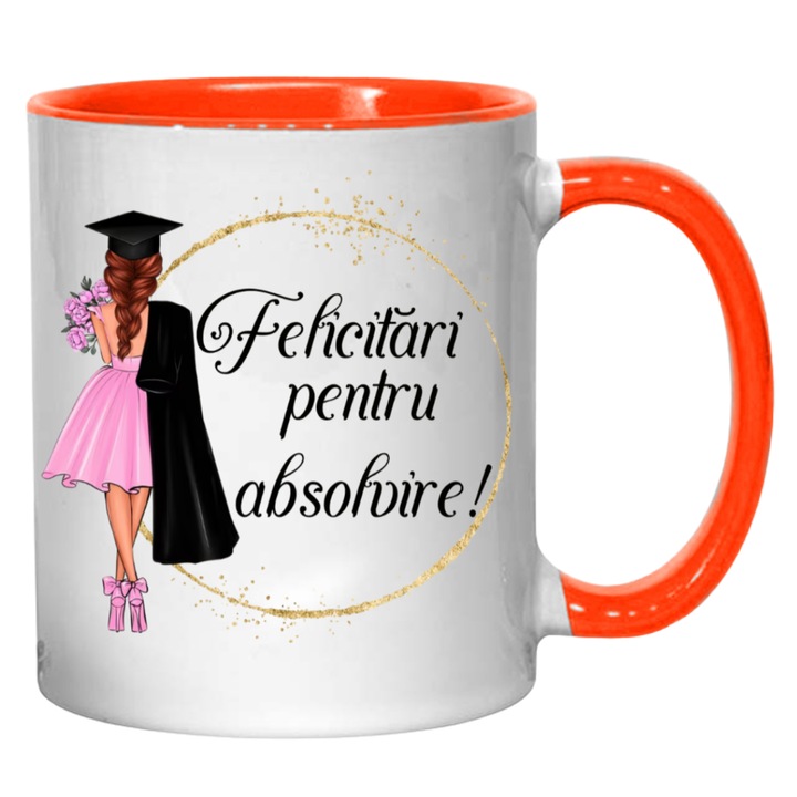 Cana personalizata - Felicitari pentru absolvire, portocalie, 330 ml