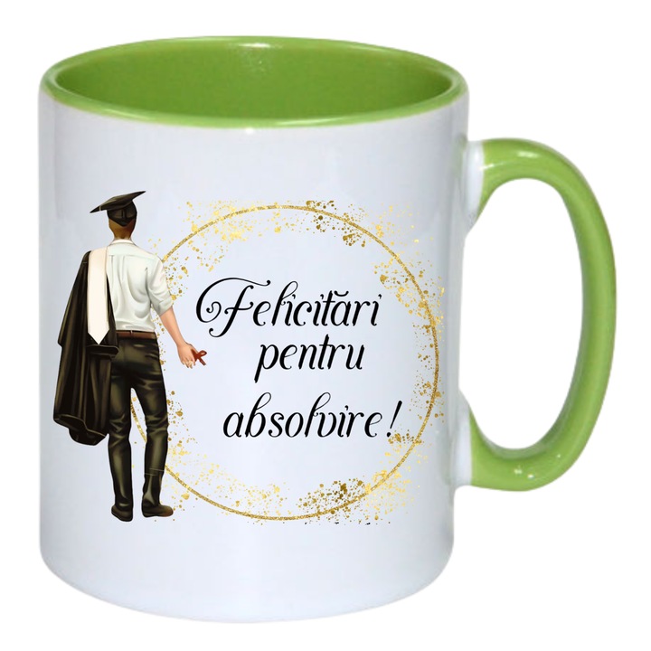 Cana personalizata - Felicitari pentru absolvire, verde, 330 ml
