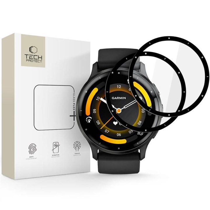 Комплект от 2 хибридни екрана TECH-PROTECT Glass Flex+, съвместими с Garmin Venu 3, черни