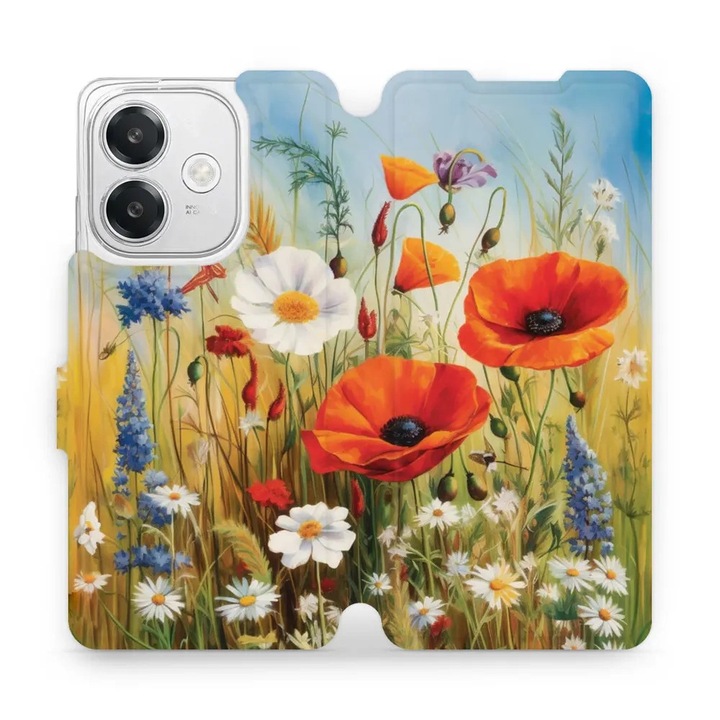 Husa, Mobiwear - Book - VP43S pentru OPPO A40, flori de camp