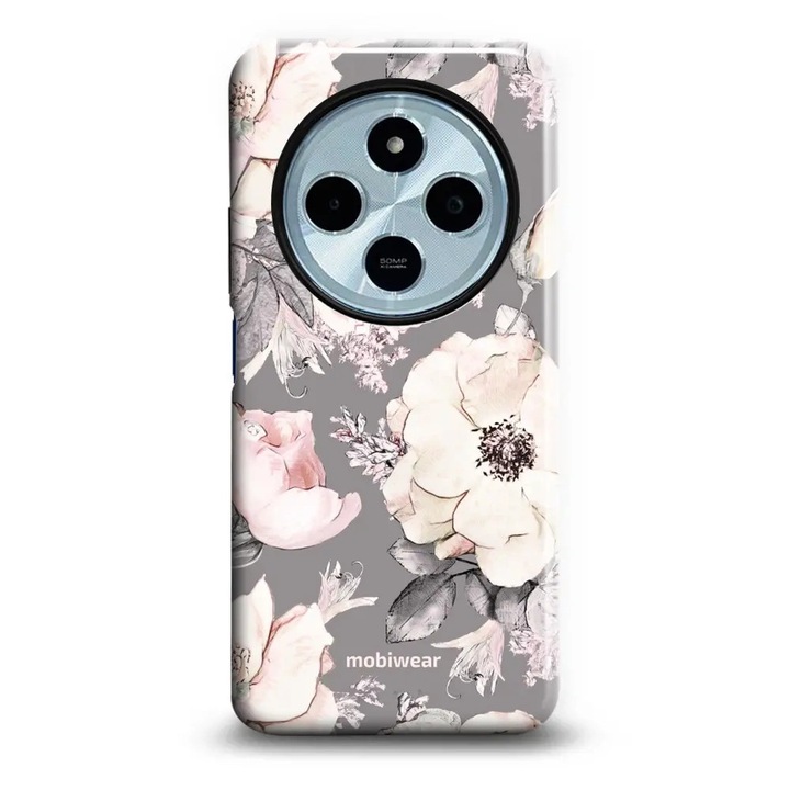 Tok, Mobiwear - Elite Pro - EX06E kompatibilis Xiaomi Redmi 14C, Rózsaszín-Virágos