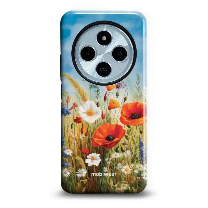 Tok, Mobiwear - Elite Pro - EP43E kompatibilis Xiaomi Redmi 14C, Mezei Virágok