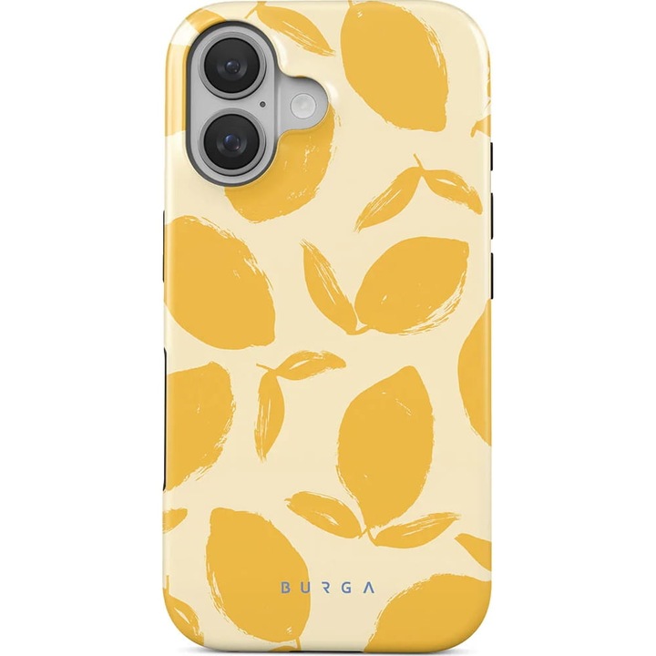 Husa Burga Lemon Tart Magnetic pentru iPhone 16, galben cu model de lamaie