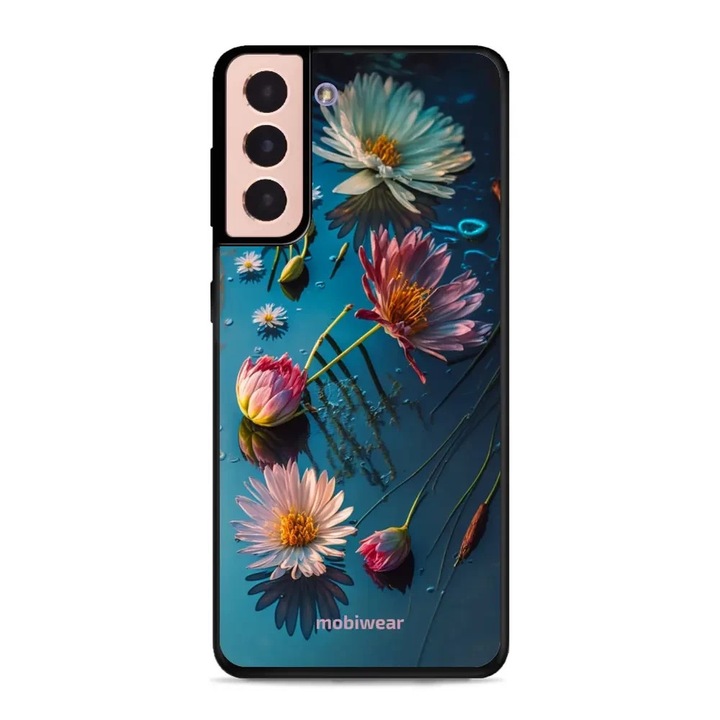 Tok Mobiwear - Glossy Case - G013G kompatibilis Samsung Galaxy S21 5G, kék-virágos