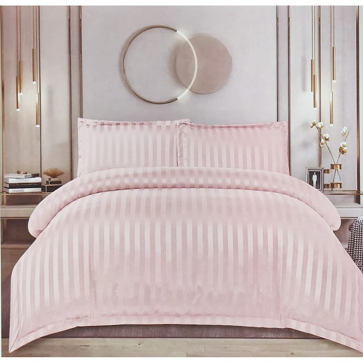 Set lenjerie pat Casa New Concept, damasc, roz deschis