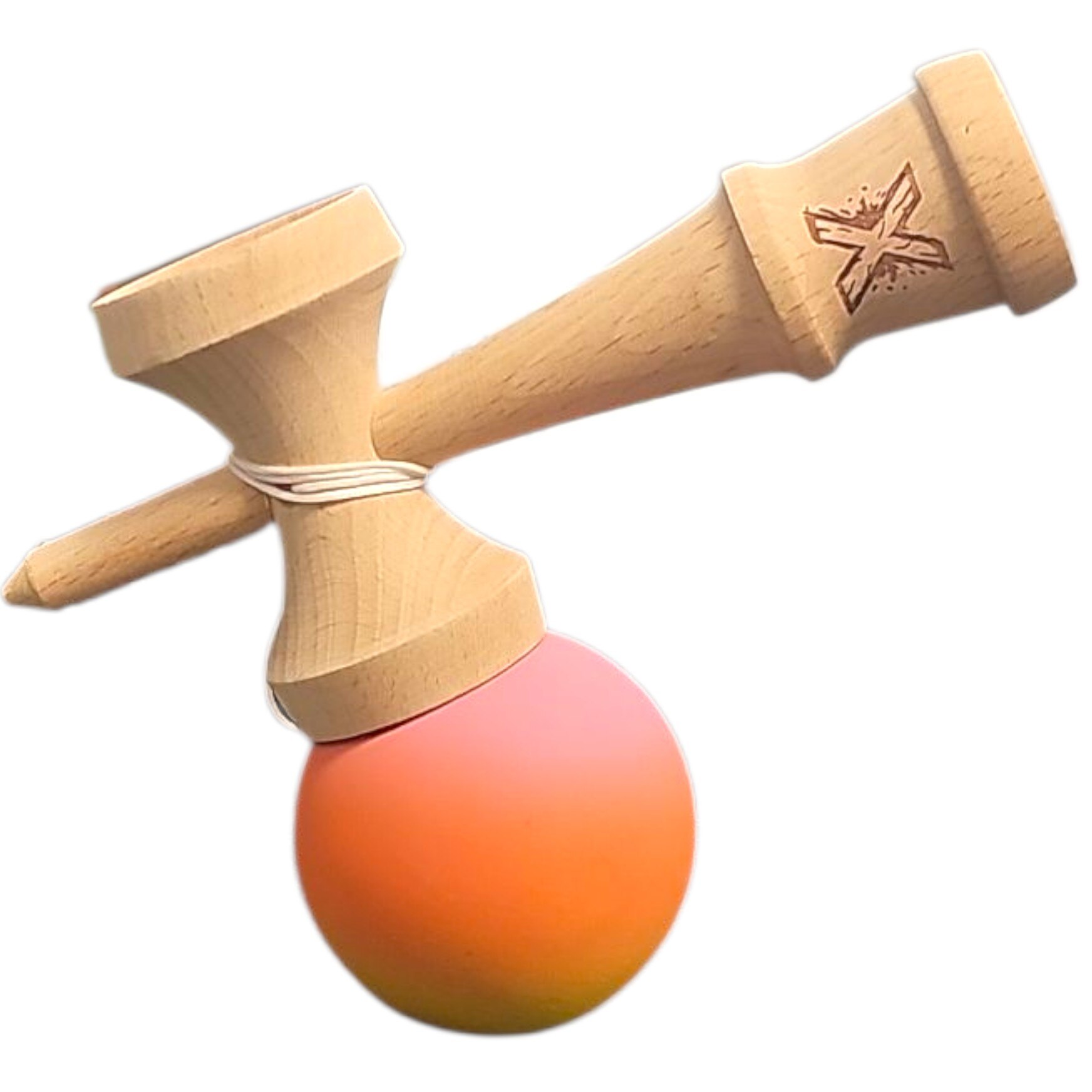Kendama X Originala, Profesionala, Flippy, Rubber Grip, din Lemn, 18 cm ...