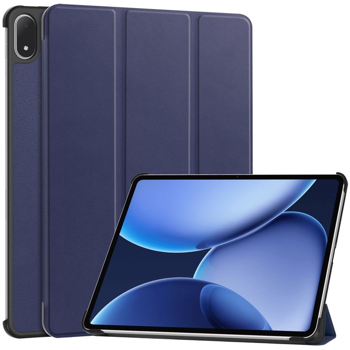 Husa tableta Bizon Case Tab Croc pentru OnePlus Pad 3 / 2 Pro / OPPO Pad 4 / 4 Pro, albastru inchis