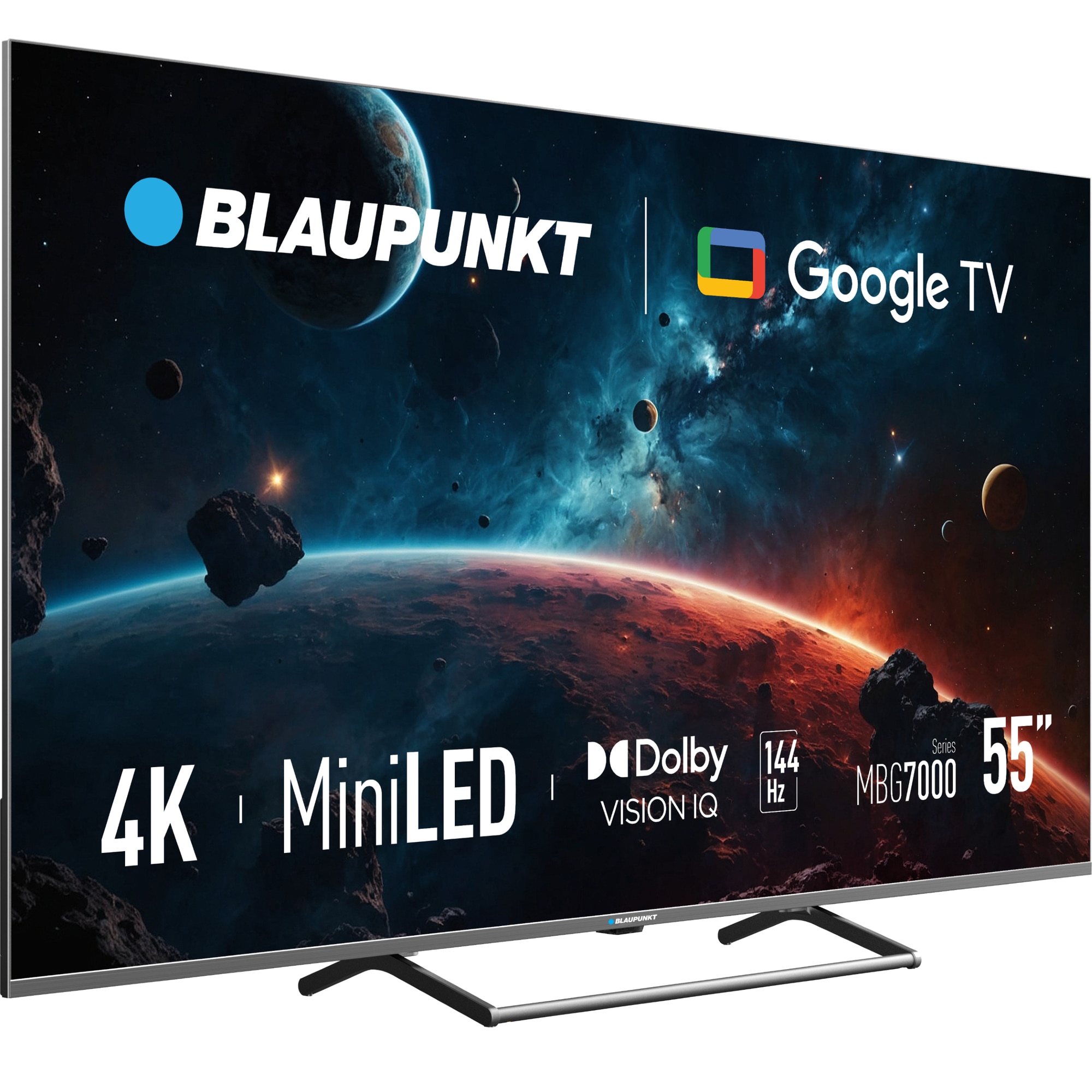Televizor Blaupunkt MiniLed 55MBG7000S, 139 cm, Smart Google TV, 4K Ultra HD, 144Hz, Clasa F (Model 2025)