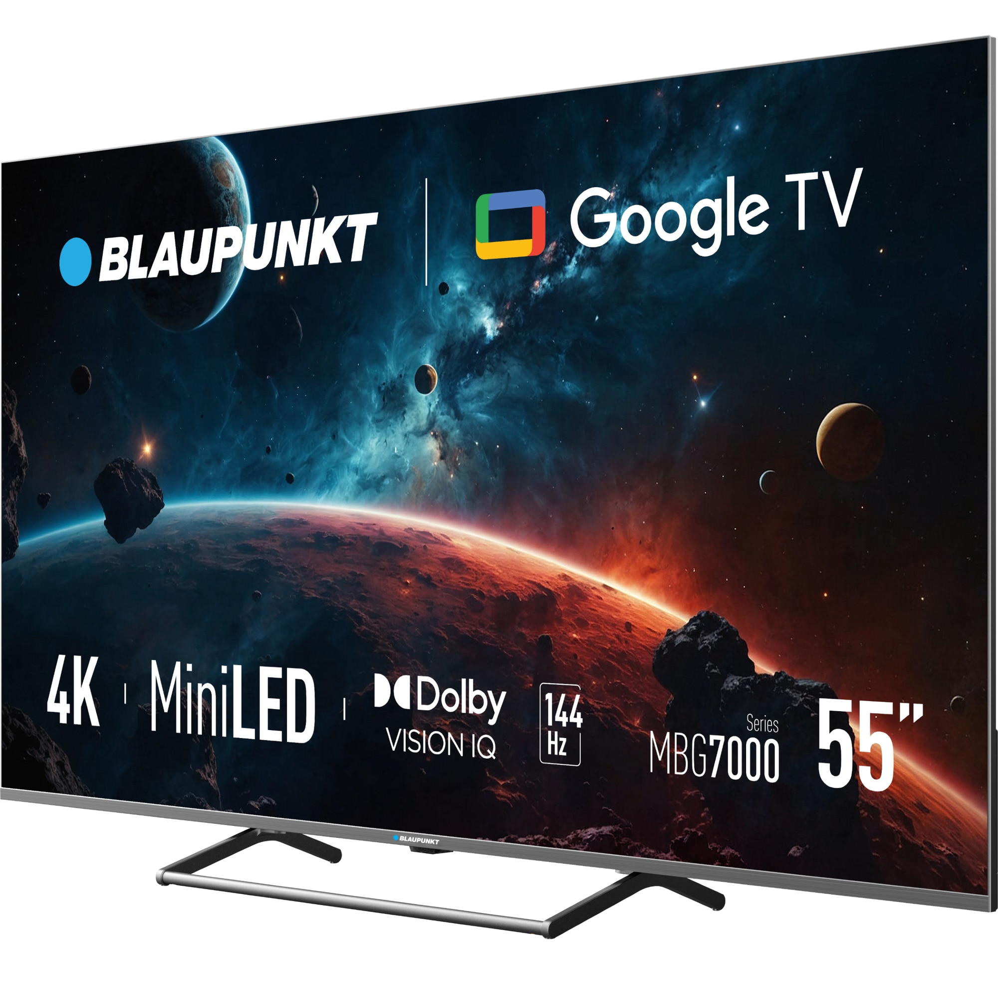 Televizor Blaupunkt MiniLed 55MBG7000S, 139 cm, Smart Google TV, 4K Ultra HD, 144Hz, Clasa F (Model 2025)