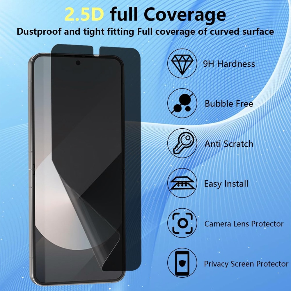 Folie Hydrogel PRIVACY Regenerabil pentru Samsung Galaxy Z Flip8/ Flip 8 Anti-Spy, High Sensitivity, Shock Absorption, Flexible Hydro-Crystal, Increased Intimacy, Elite Class Protection, Oleophobic Function