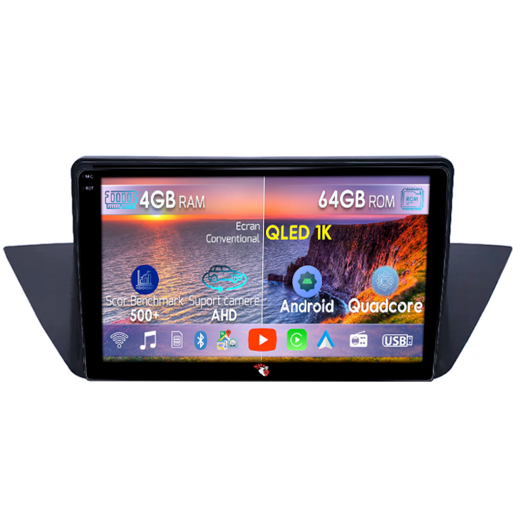 Navigatie dedicata BMW X1 E84 2009-2015, 4GB RAM 64GB ROM, Octacore, Android 14, Display QLED 1K 9", Carplay&Android Auto, SIM 4G, Ventilator Activ