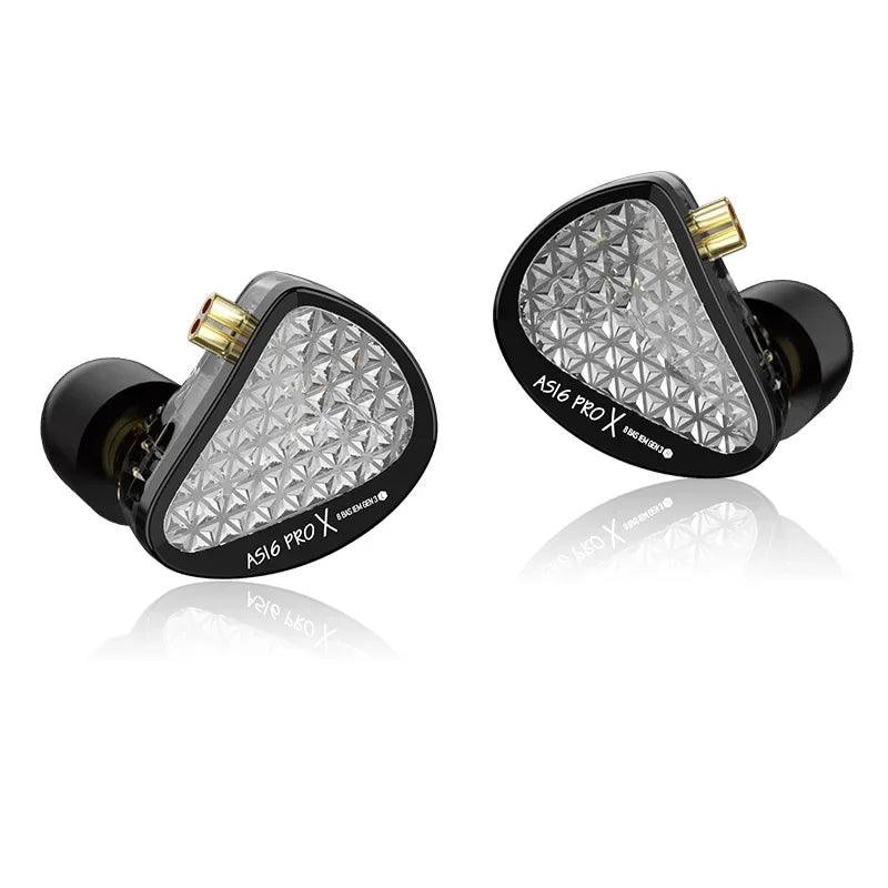Casti intraauriculare KZ Acoustics AS16 Pro X, 16BA unitati de armatura echilibrata Balanced, stereo HIFI, Bass, anulare a zgomotului, Memori Spuma, Negru
