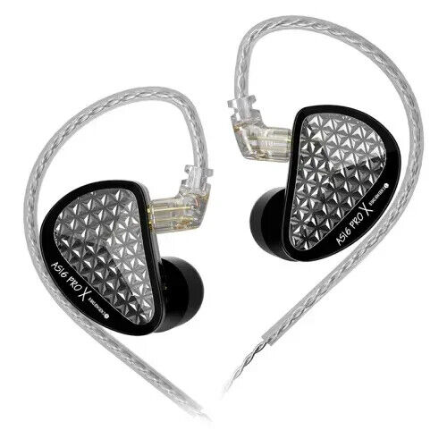 Casti intraauriculare KZ Acoustics AS16 Pro X, 16BA unitati de armatura echilibrata Balanced, stereo HIFI, Bass, anulare a zgomotului, Memori Spuma, Negru
