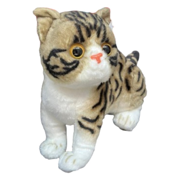 Pisica de plus tigrata 20 cm maro
