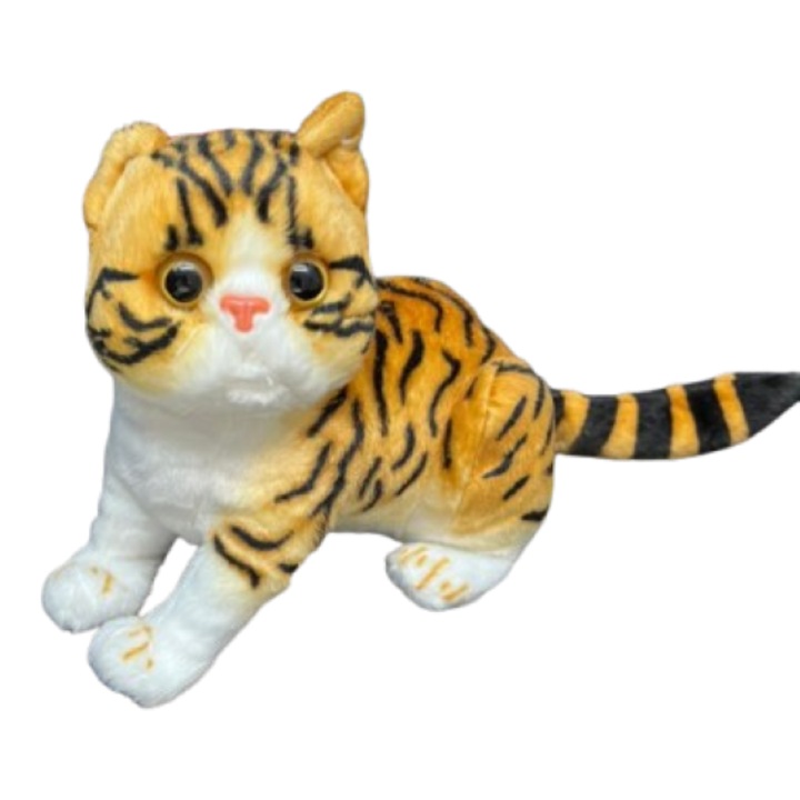 Pisica de plus tigrata 20 cm galben