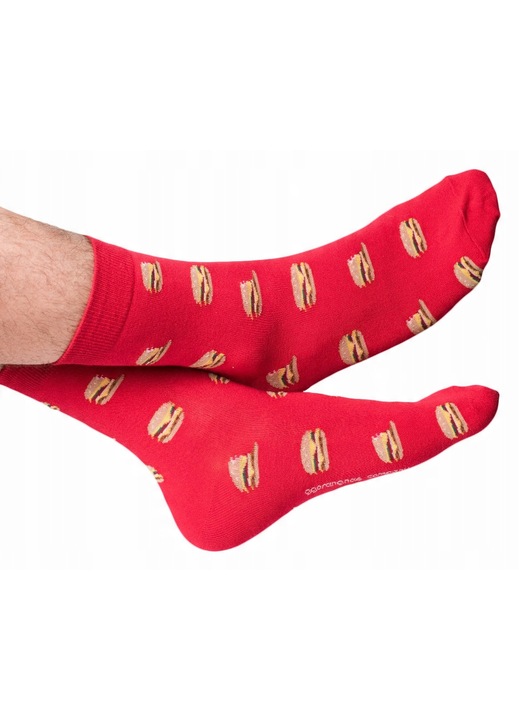 Sosete barbati hamburgheri, Candy Sox, rosu/bej