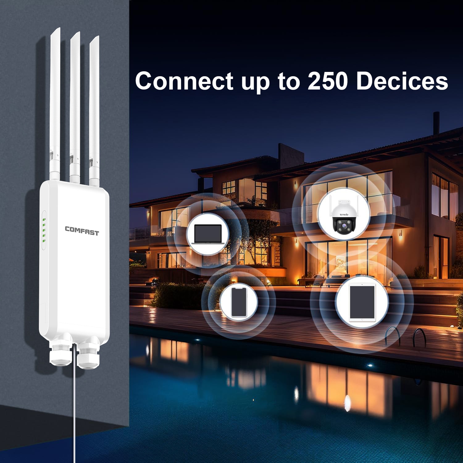 Exterior Router Router exterior WiFi Comfast CF-EW85, 1300Mbps, 3 antene, 90x388x188mm ...