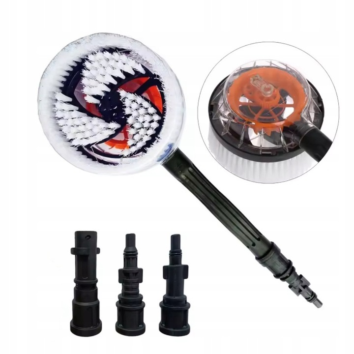 Perie rotativa TurboClean SpinBrush 3in1, set 3 adaptoare, plastic, compatibila cu Lavor, Karcher, Black&Decker