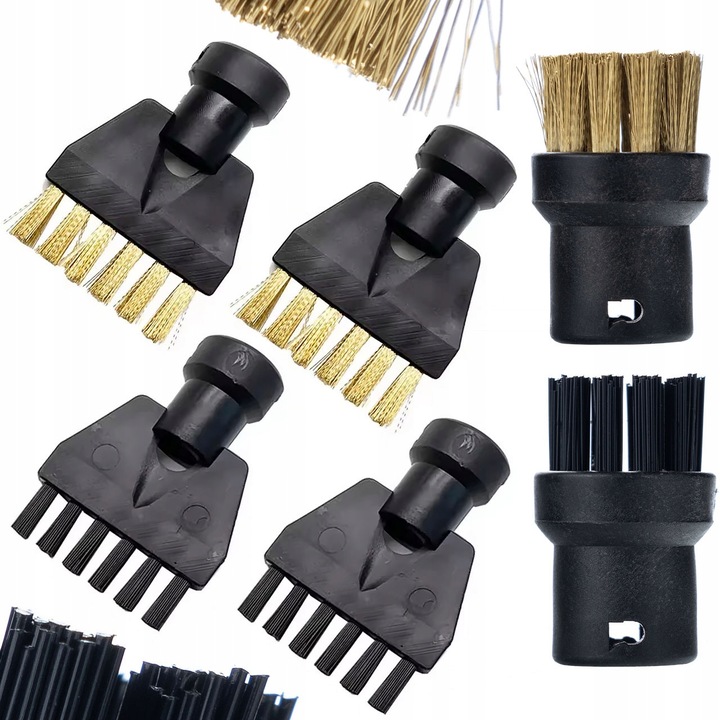Set Perii 6 Buc Pentru Aparate cu Abur SC1-SC5 piesa de schimb de calitate pentru echipamentele Karcher - Rotunde si Plate, 3x Cupru, 3x Sintetic, Fugi, Cuptor, Gratar