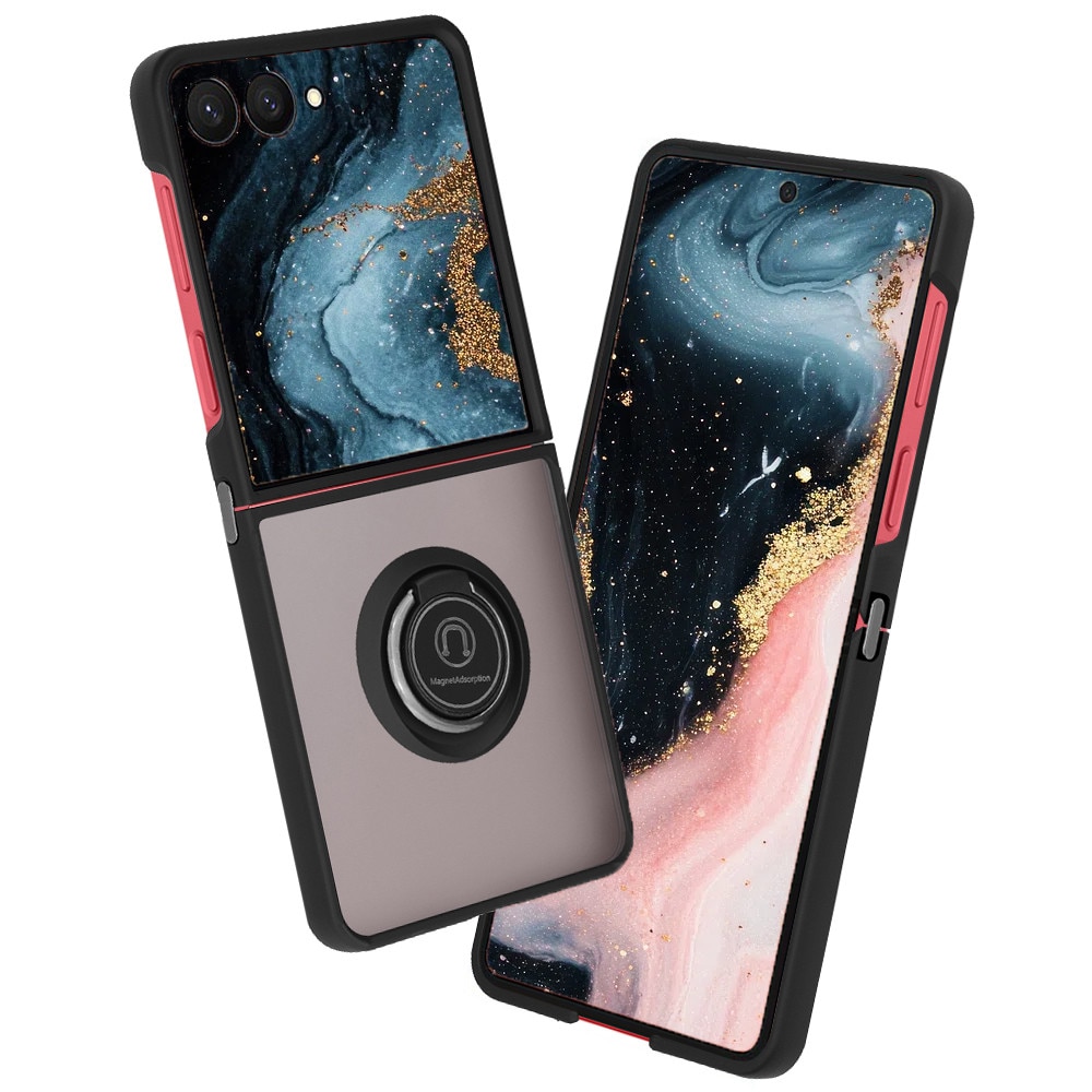 Husa Sheen cu Bumper TPU pentru Samsung Galaxy Z Flip7 / Flip 7, Inel Glinth, AntiShock, Ring-type Popsocket, SuperLithe, 360° Rotation, Ultra Protection Tech, 120° Tilting, Negru
