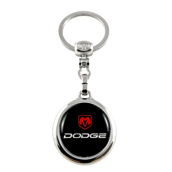 Breloc DODGE auto, din metal, pentru chei sau ghiozdan, Cri-Flo, culoare argintiu