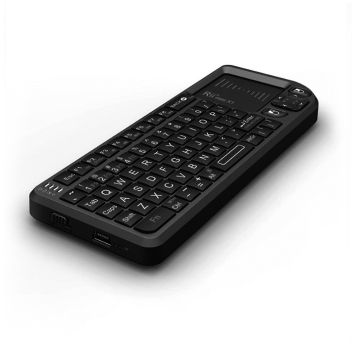 Мини клавиатура с тъчпад Rqiurpn, безжична 2.4G + Bluetooth, подсветка, преносим дизайн