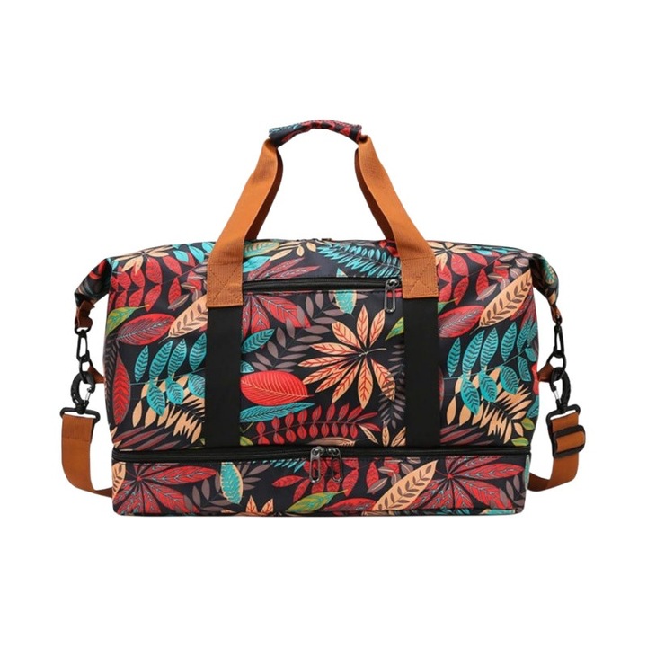 Többszínű utazótáska, BOMSTOM, nagy kapacitású, száraz-nedves elválasztás, 46x29x23cm