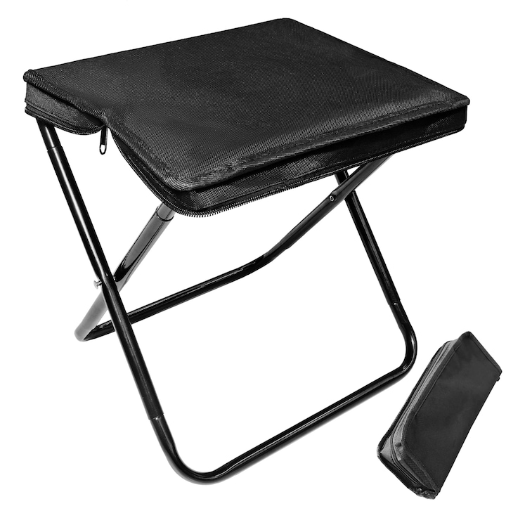 Összecsukható kempingszék LYCENXI, fekete, 28x28x26cm