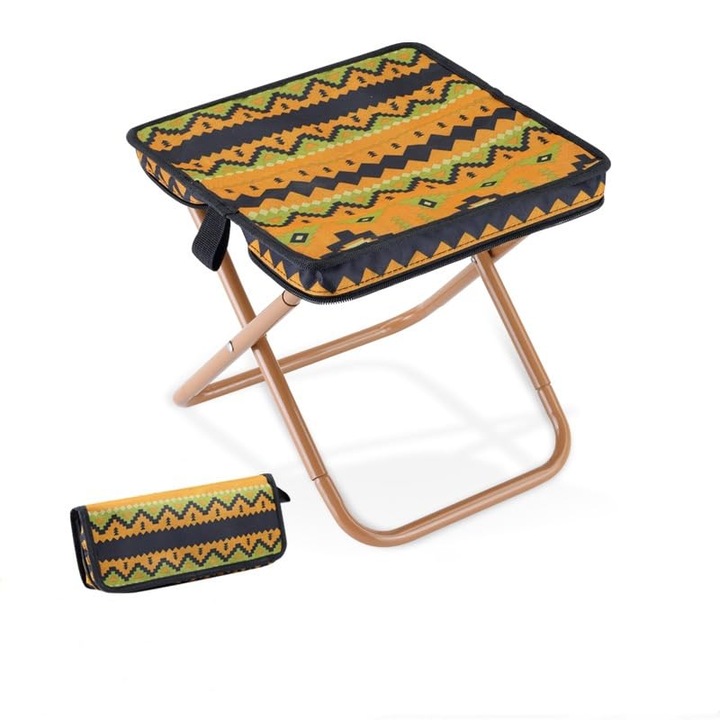 Összecsukható kempingszék, LYCENXI, 28x28x26cm, többszínű, maximális teherbírás 100 kg