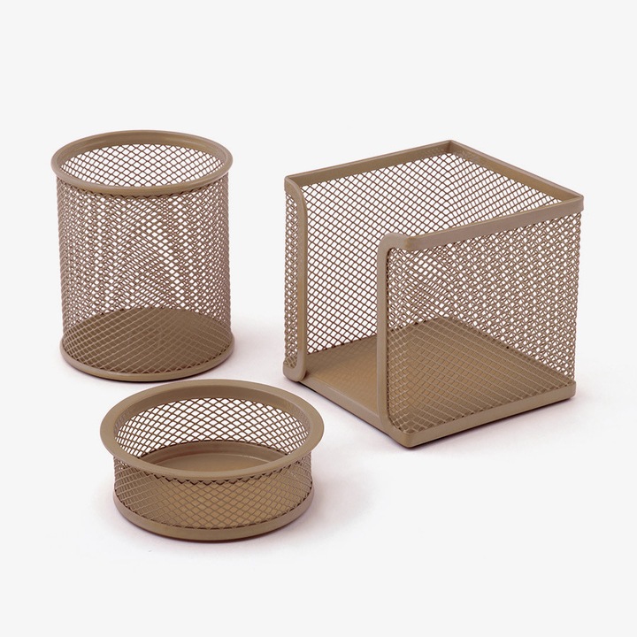 Set 3 suporti de birou mesh bronz