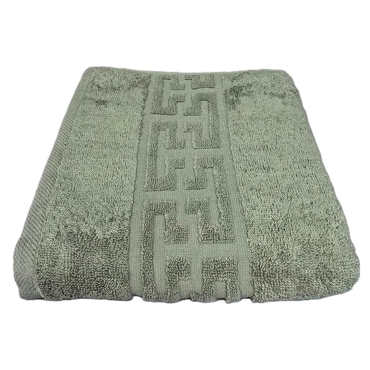 Кърпа за баня Kotonia Home Greek Border Jacquard, памук, 500 г/кв.м. Маслинено зелено, 50x90 см