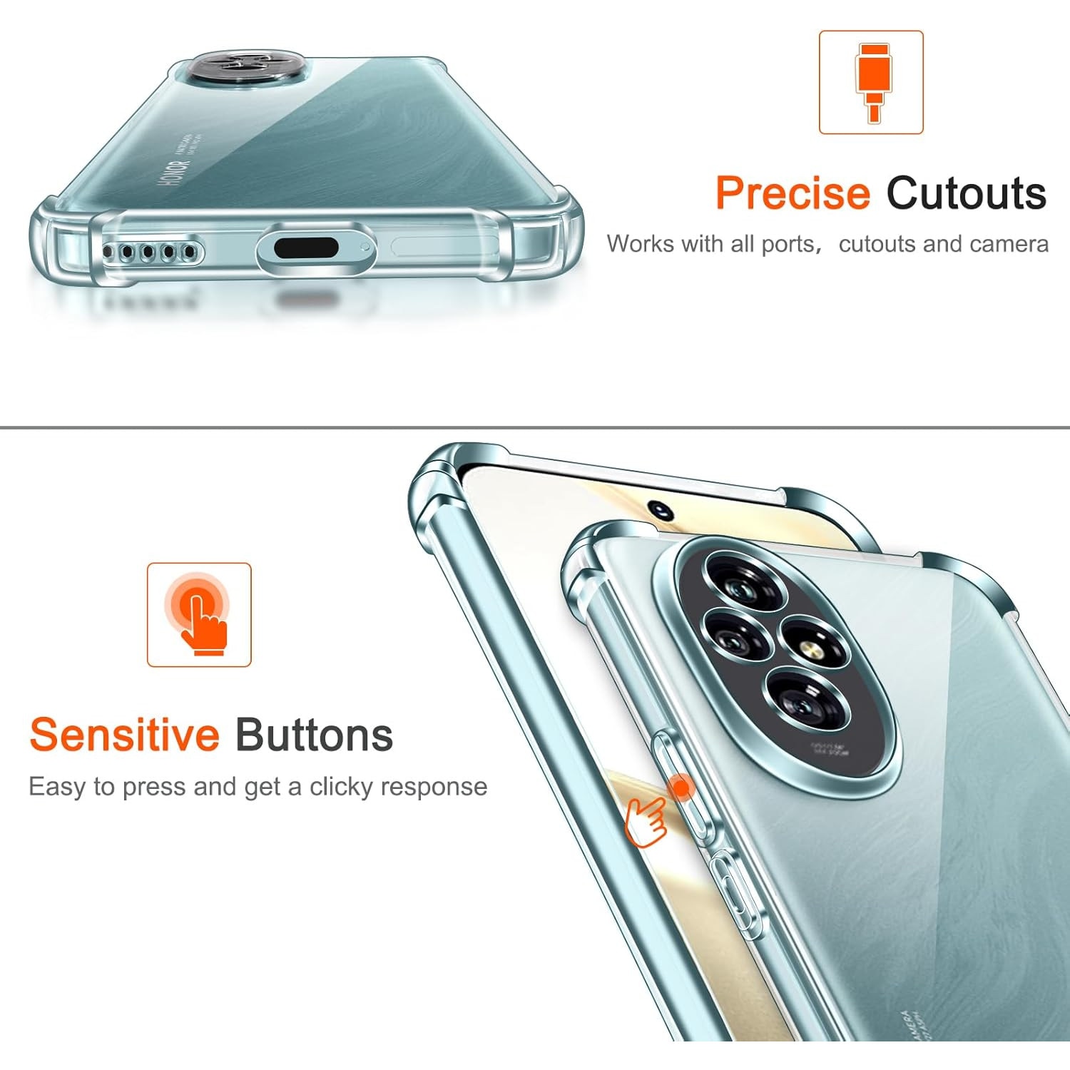 Husa Anti soc, transparenta compatibila cu Honor 200 5G