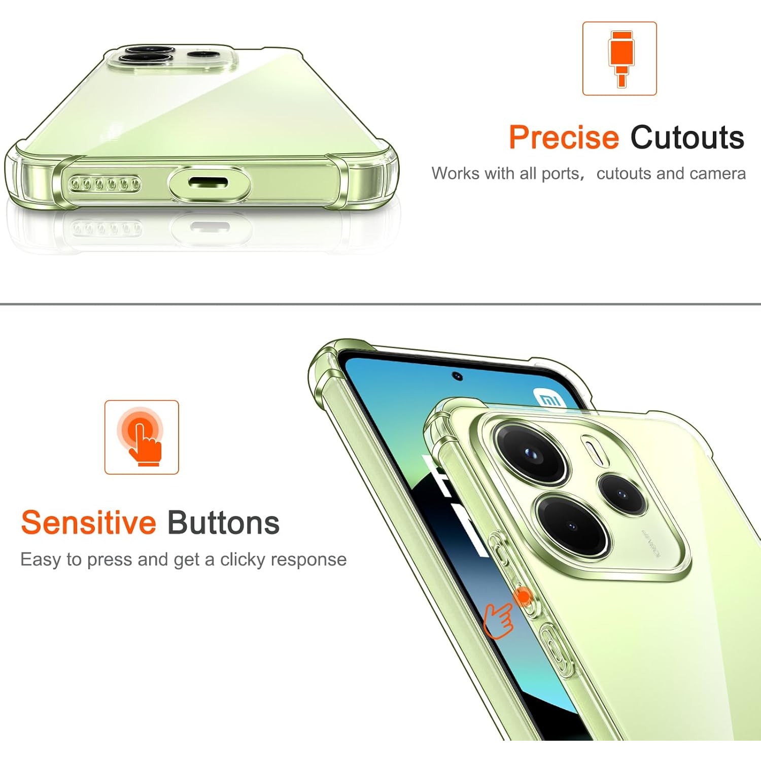 Husa Anti soc, transparenta compatibila cu Xiaomi Redmi Note 14 4G