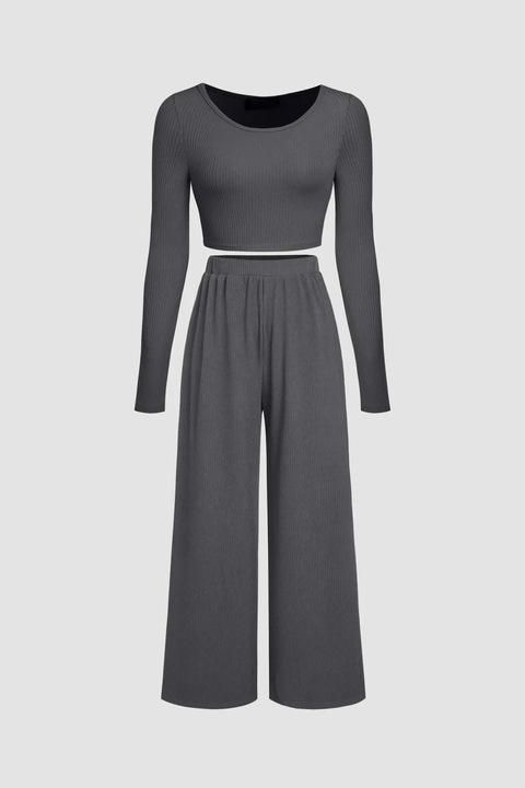 Compleu dama HiCCUP, rochie, slim fit, gri, jerseu