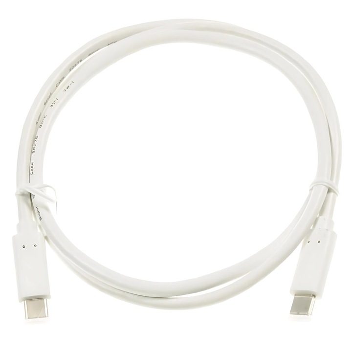 Cablu de date si incarcare e-SWC®, USB C la USB C, 100 W, 20 Gb/s, 1 m, Alb
