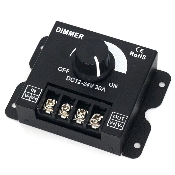 Dimmer LED, DC 12V-24V, 30A, 720W, dimming digital, 87x63x39mm, 105g
