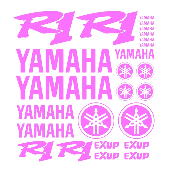 Set 25 stickere yamaha r1 v3, 32cm x 32cm, roz