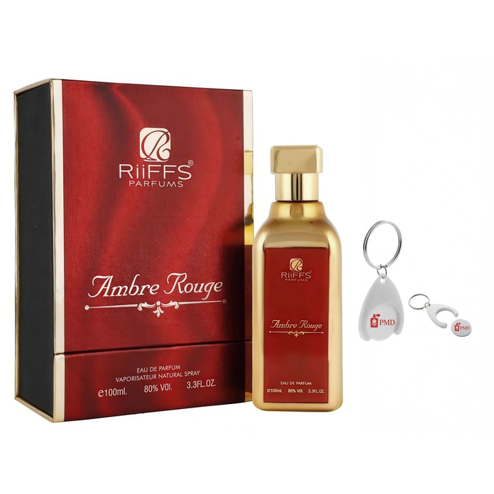 Ambre Rouge Eau de Parfum szett, Riiffs, Unisex, 100ml, személyre szabott kulcstartóval "PMD"