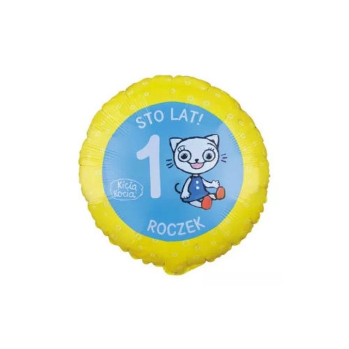 Balon foliowy Kicia Kocia, 18 inchi, multicolor, set pentru 1 an