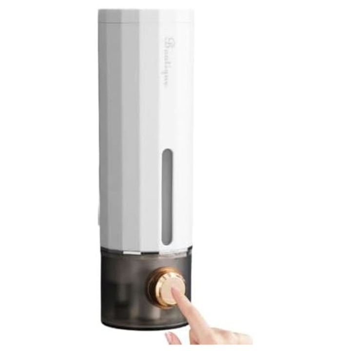 Dispenser de sapun lichid montat pe perete fara gaurire, 450 ml Alb