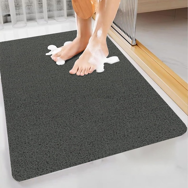 Covorase baie 7VSTOHS, covoras de dus anti-alunecare, moale, gri, 40x80cm