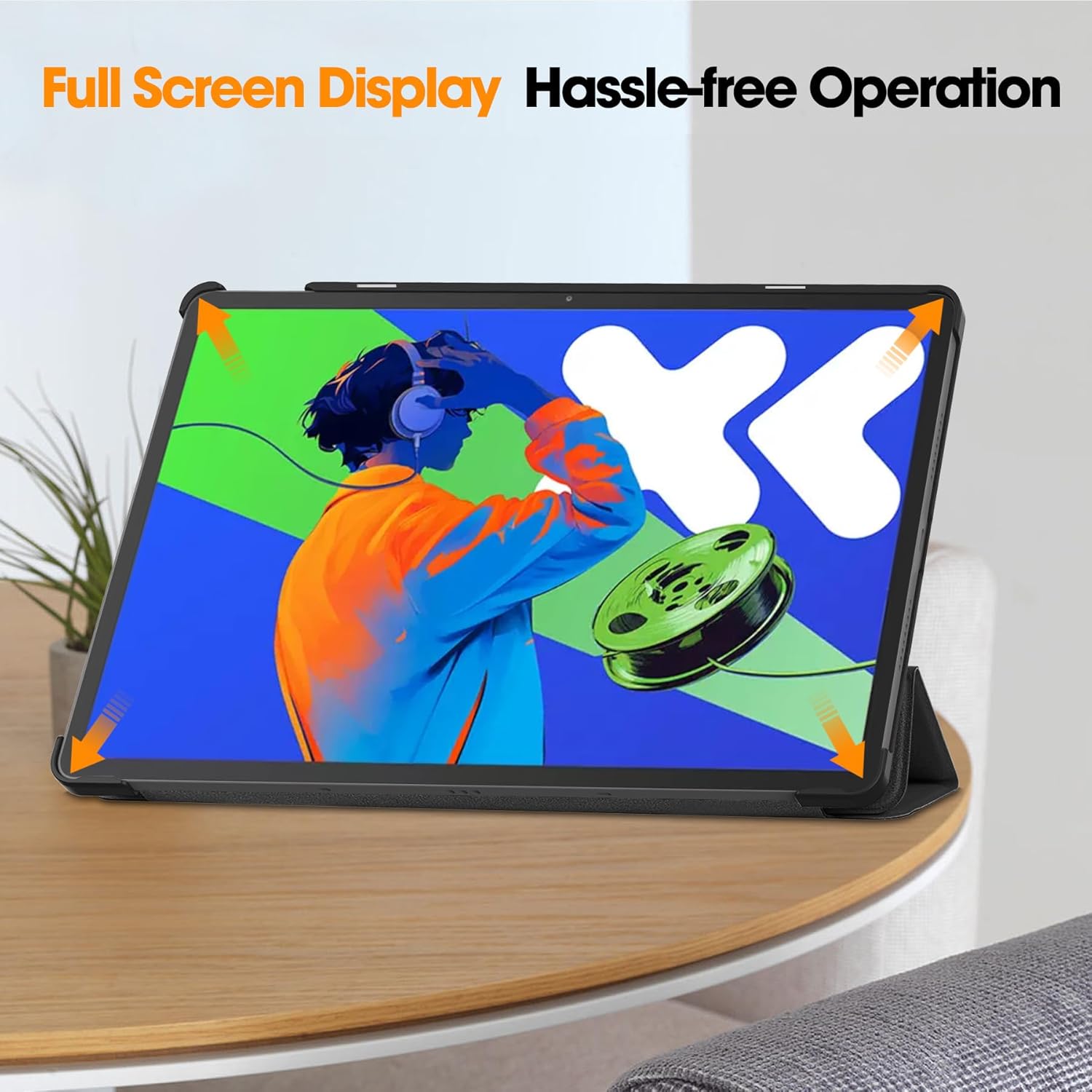 Husa tableta pentru, Lenovo Idea Tab Pro 12.7 inch 2025, TB-373FU/TB-373ZC/TB-375FC, auto functie sleep/wake tip stand, Negru
